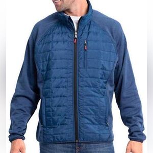 Orvis Jacket Mens L True Blue Mixed Media Full-Zip Lightweight Quilted